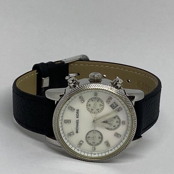 Michael Kors Ritz MK5020 Women's Black Leather Analog Dial Quartz Watch EY118 - Picture 7 of 12